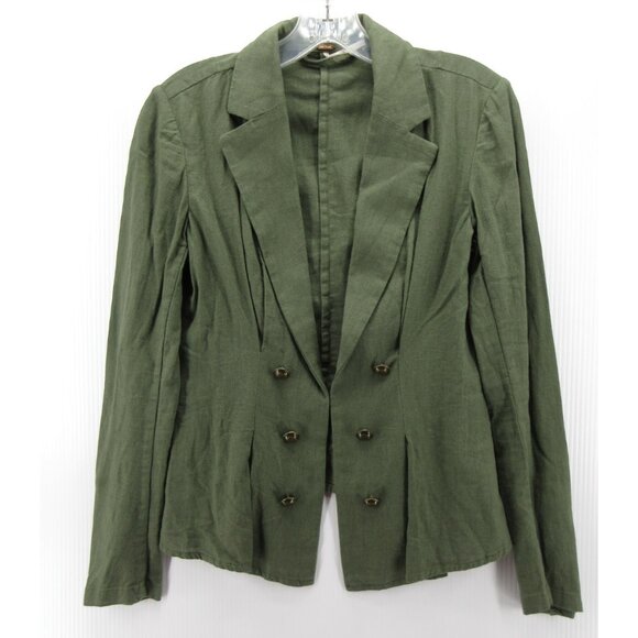 Free People Blazer XS Linen Blend Jacket Double Breasted Military - Picture 1 of 11